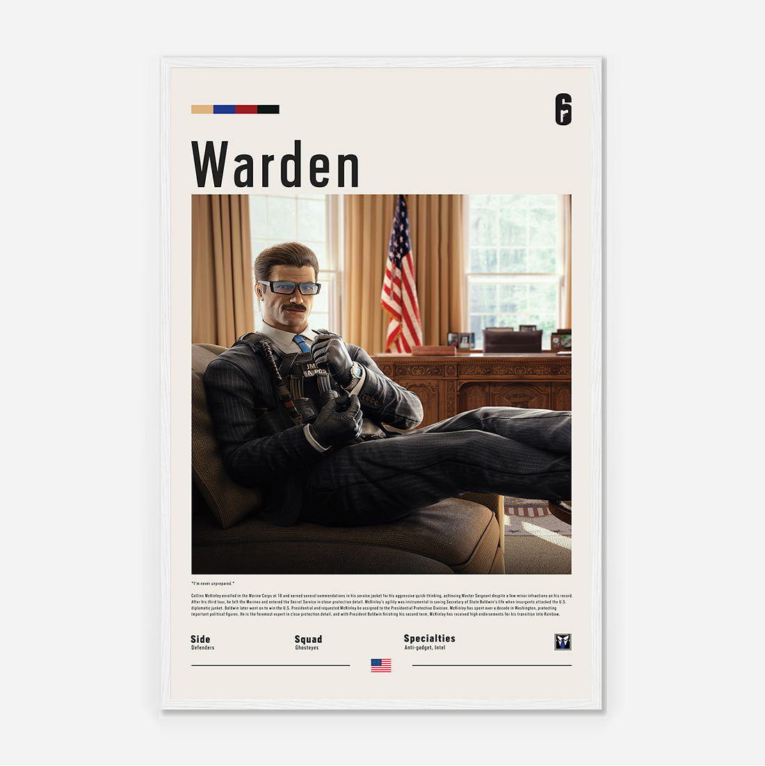 Operator Warden Fine Art Poster | Six Siege